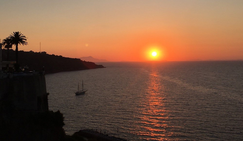 View from the bar terrace at sunset